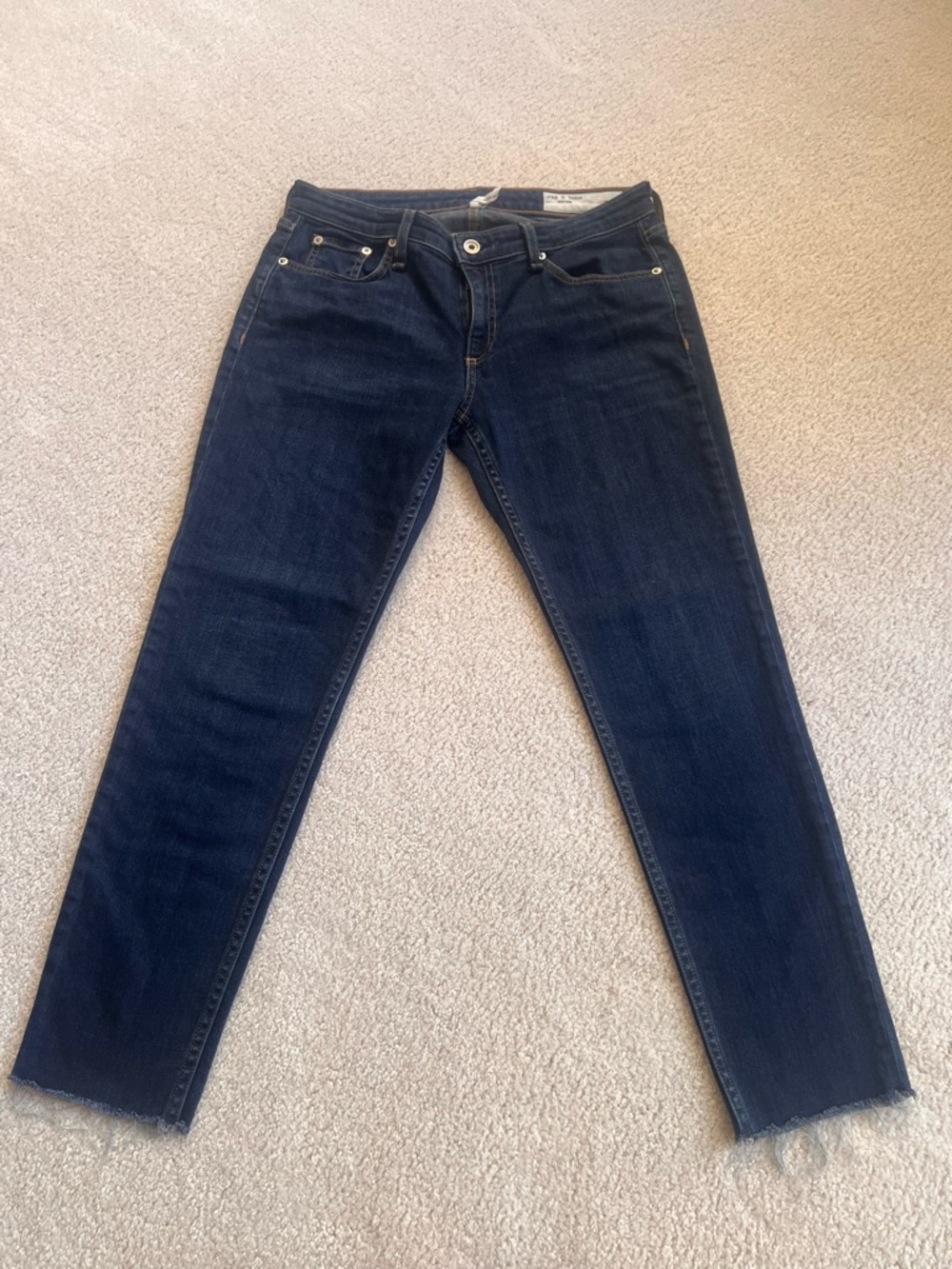 rag & bone Dark Blue Straight Leg Fray Jeans 27